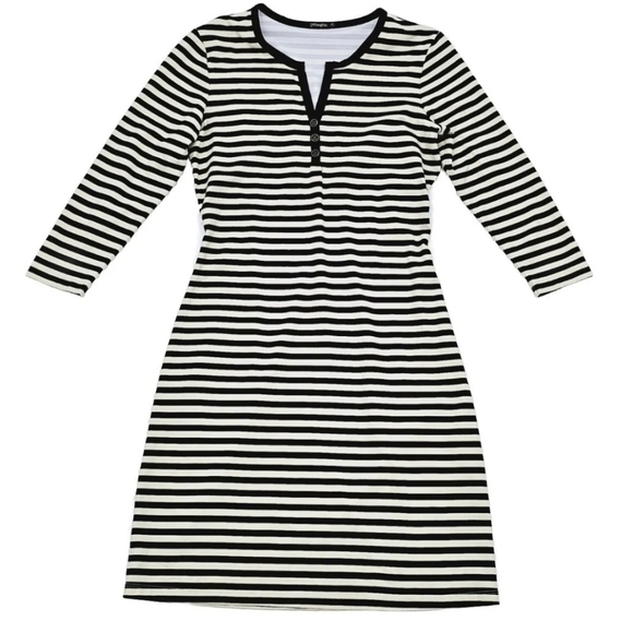 J. McLaughlin Dresses & Skirts - J. McLaughlin Striped 3/4 Sleeve Lynn Henley Mini Dress Catalina Cloth XS